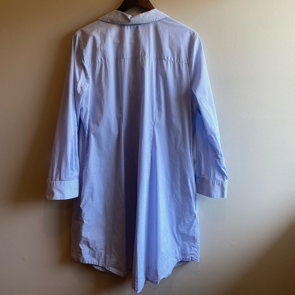 Foxcroft NYC Long Sleeve Striped Popover Shirtdress Cotton Blend Size 14W - Picture 6 of 9